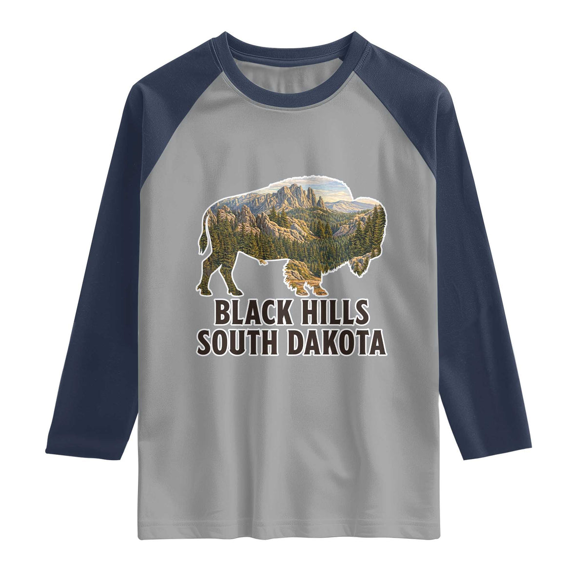 Black Hills South Dakota Bison Raglan Shirt State Pride Gift