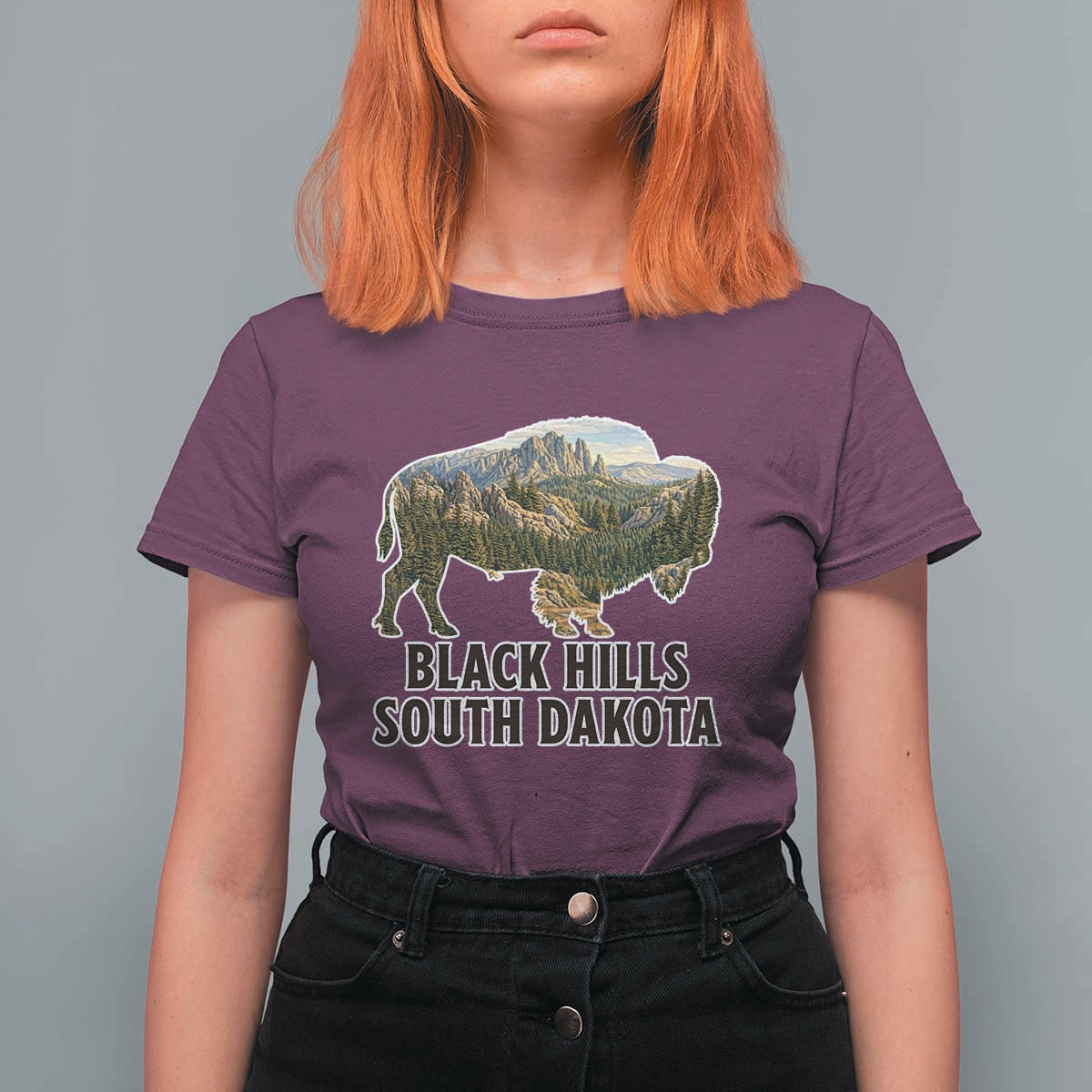 Black Hills South Dakota Bison T Shirt For Women State Pride Gift