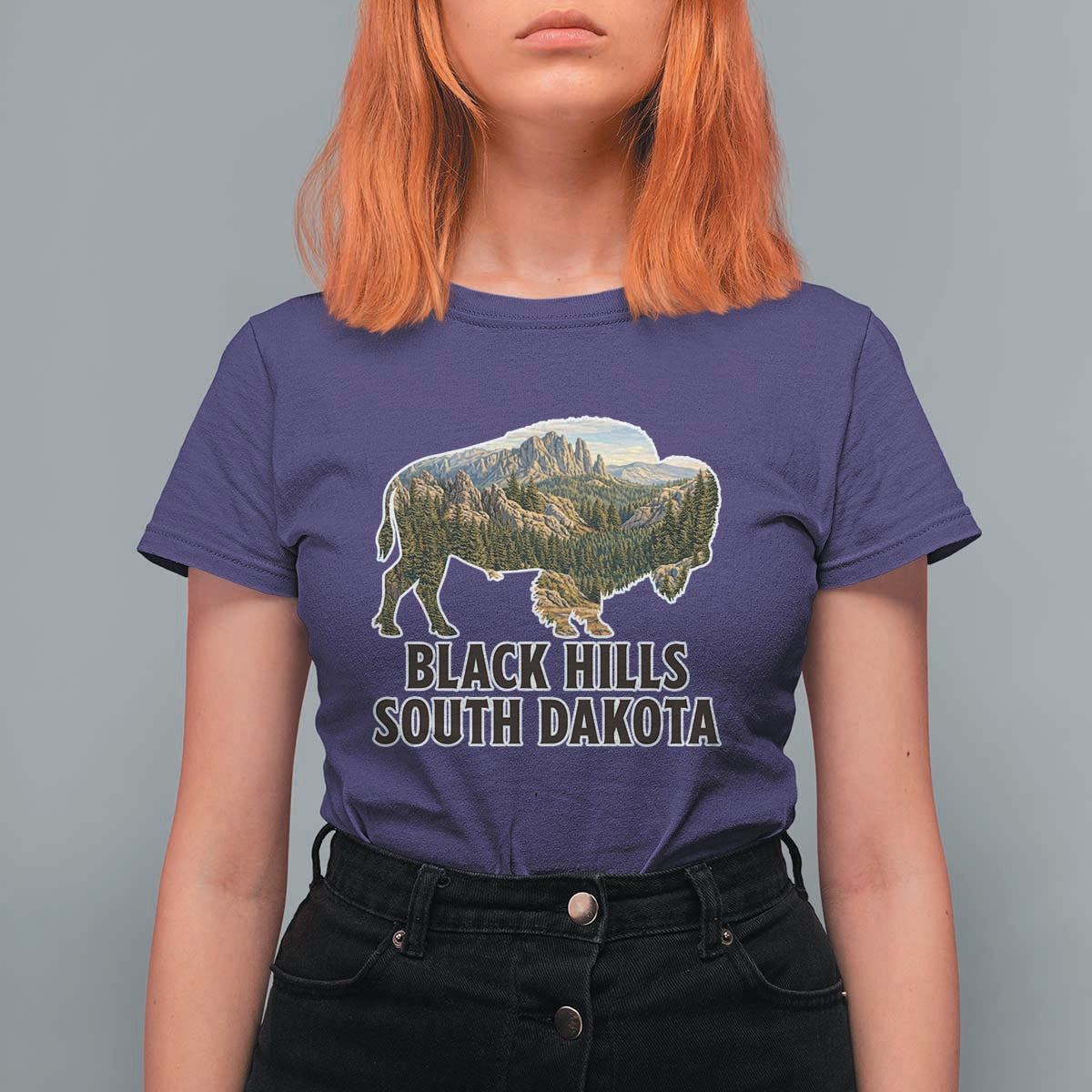 Black Hills South Dakota Bison T Shirt For Women State Pride Gift