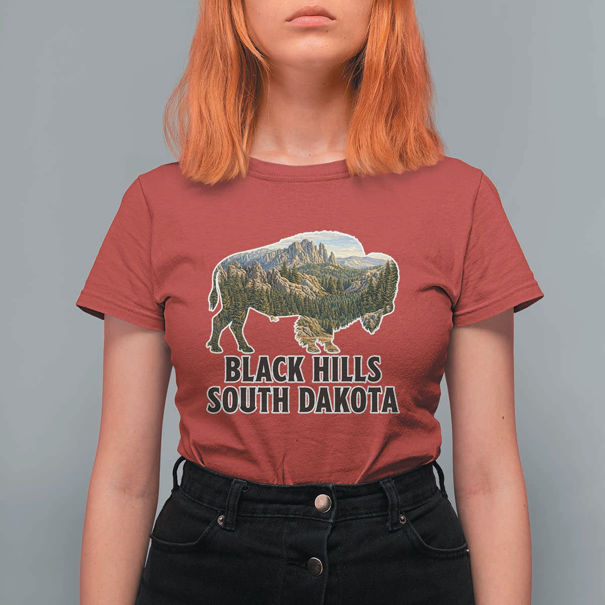 Black Hills South Dakota Bison T Shirt For Women State Pride Gift