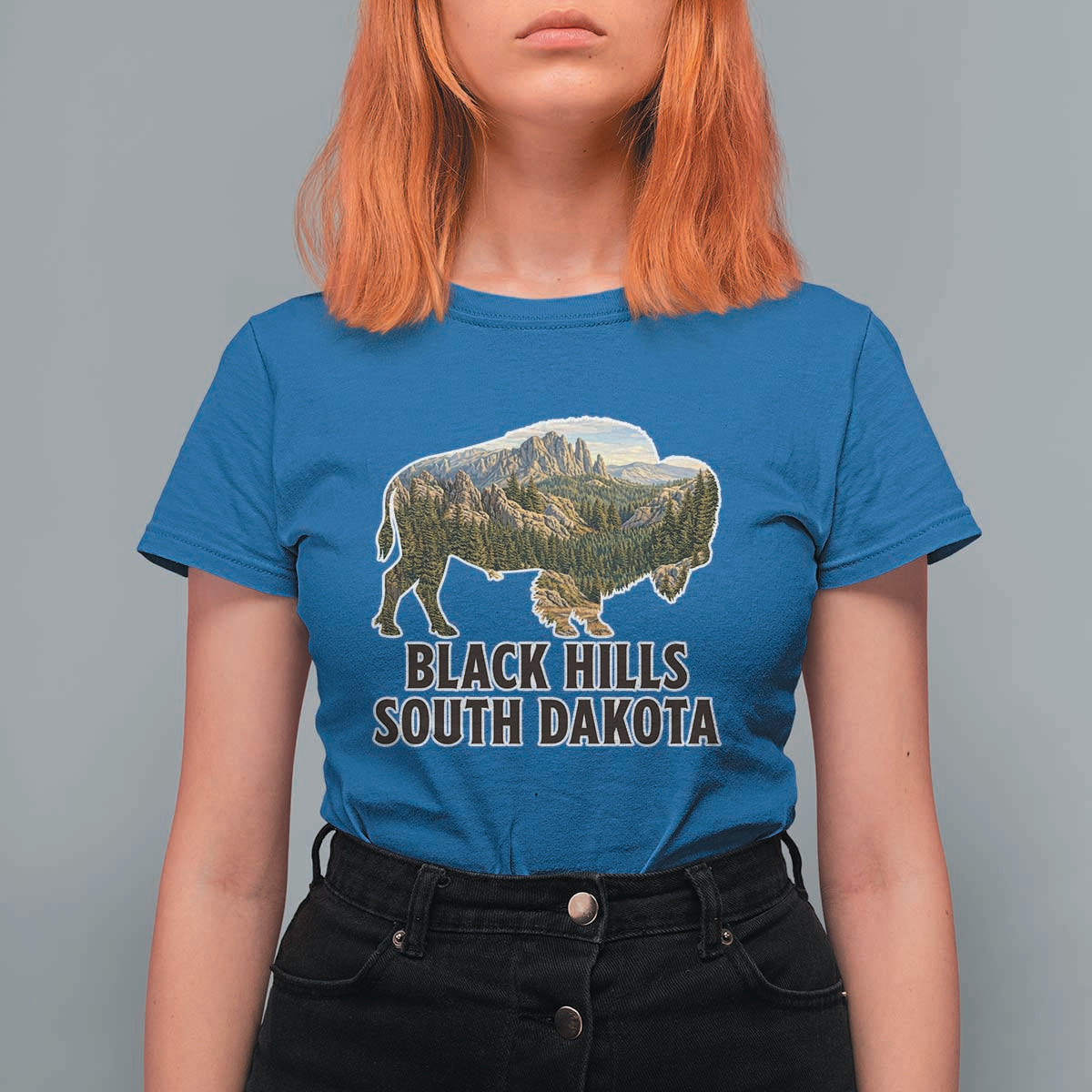 Black Hills South Dakota Bison T Shirt For Women State Pride Gift