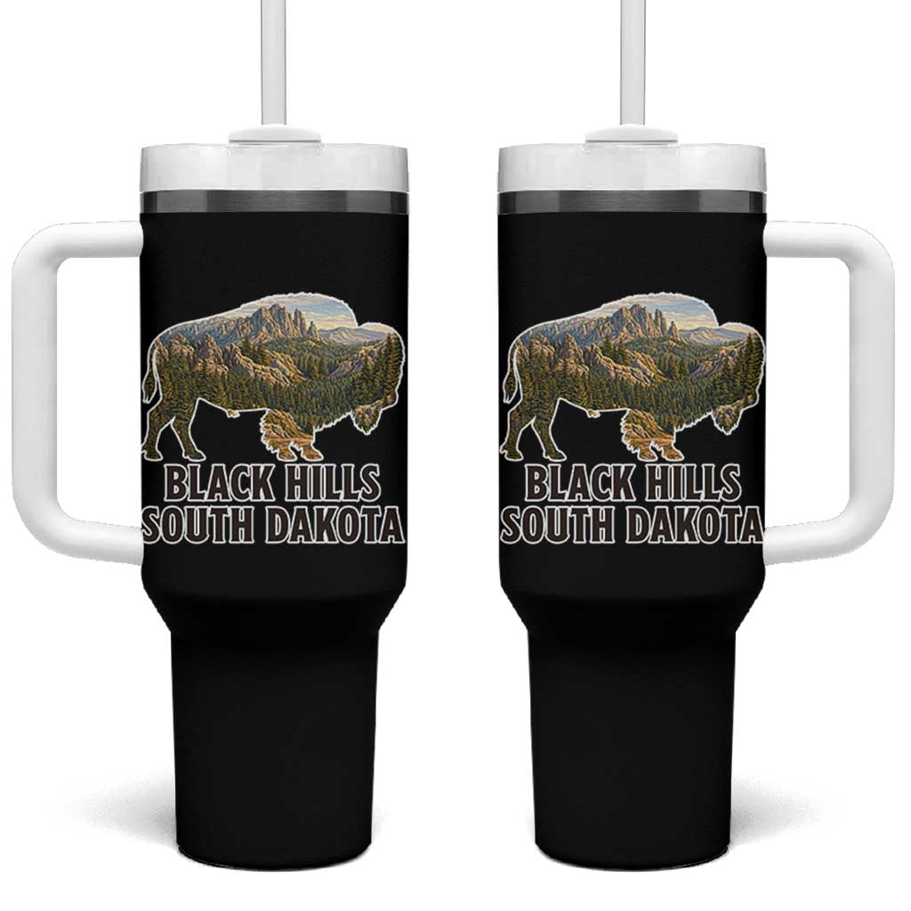 Black Hills South Dakota Bison Tumbler With Handle State Pride Gift