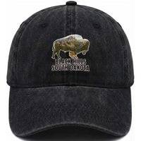 Black Hills South Dakota Bison Washed Cotton Baseball Cap State Pride Gift