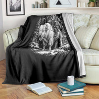Vintage Native American Bison Rider Throw Blanket Indigenous Warrior Graphic