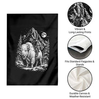 Vintage Native American Bison Rider Garden Flag Indigenous Warrior Graphic