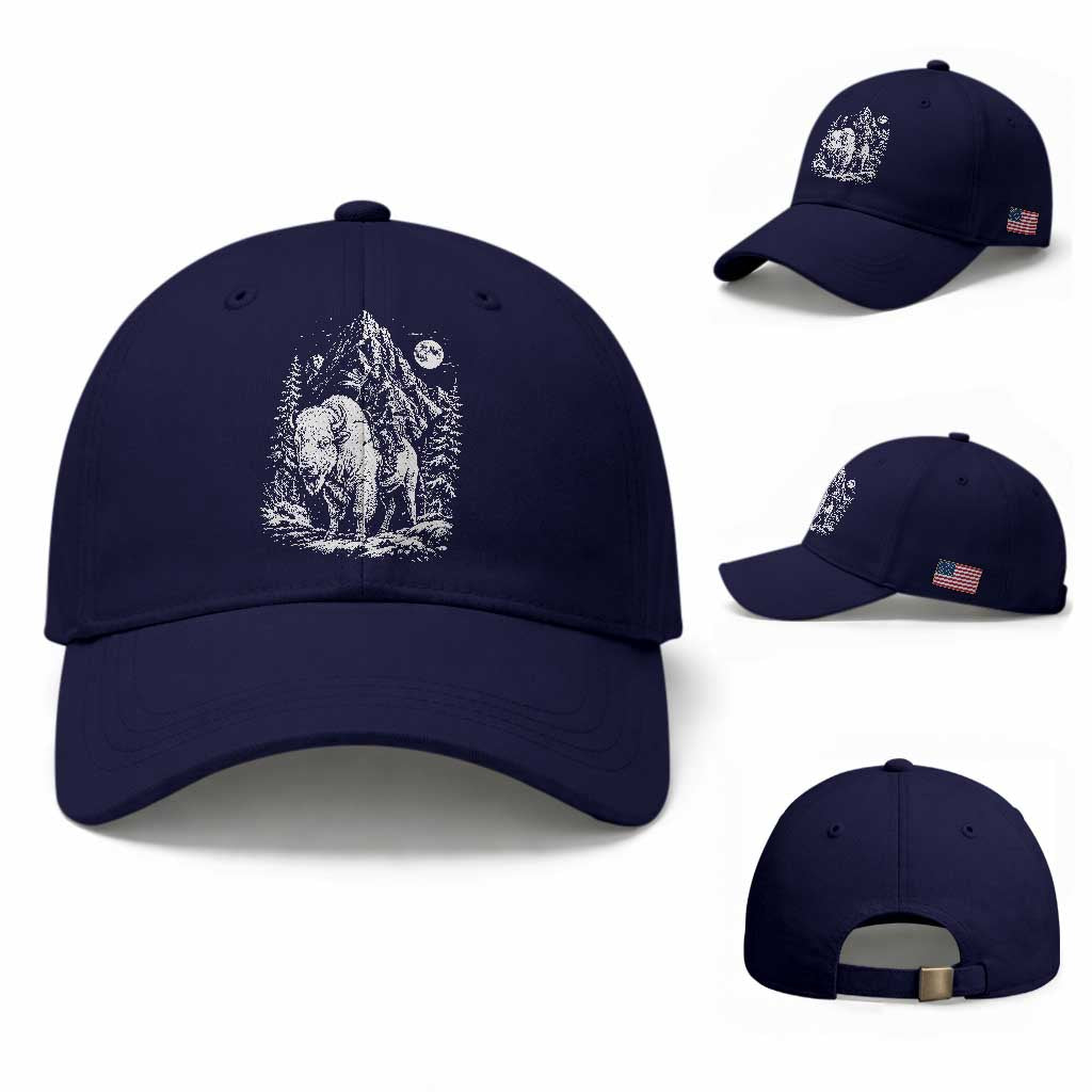 Vintage Native American Bison Rider Baseball Cap Indigenous Warrior Graphic