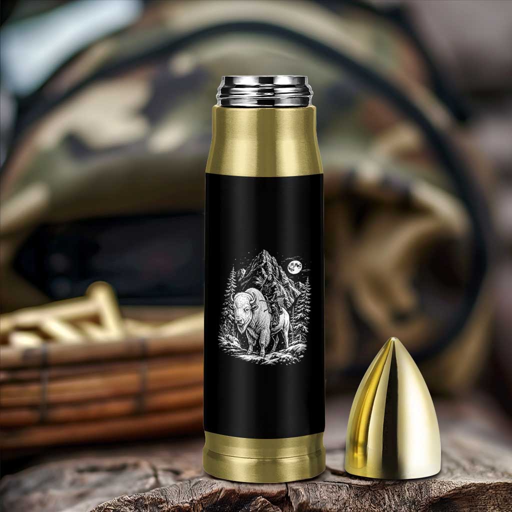 Vintage Native American Bison Rider Bullet Tumbler Indigenous Warrior Graphic