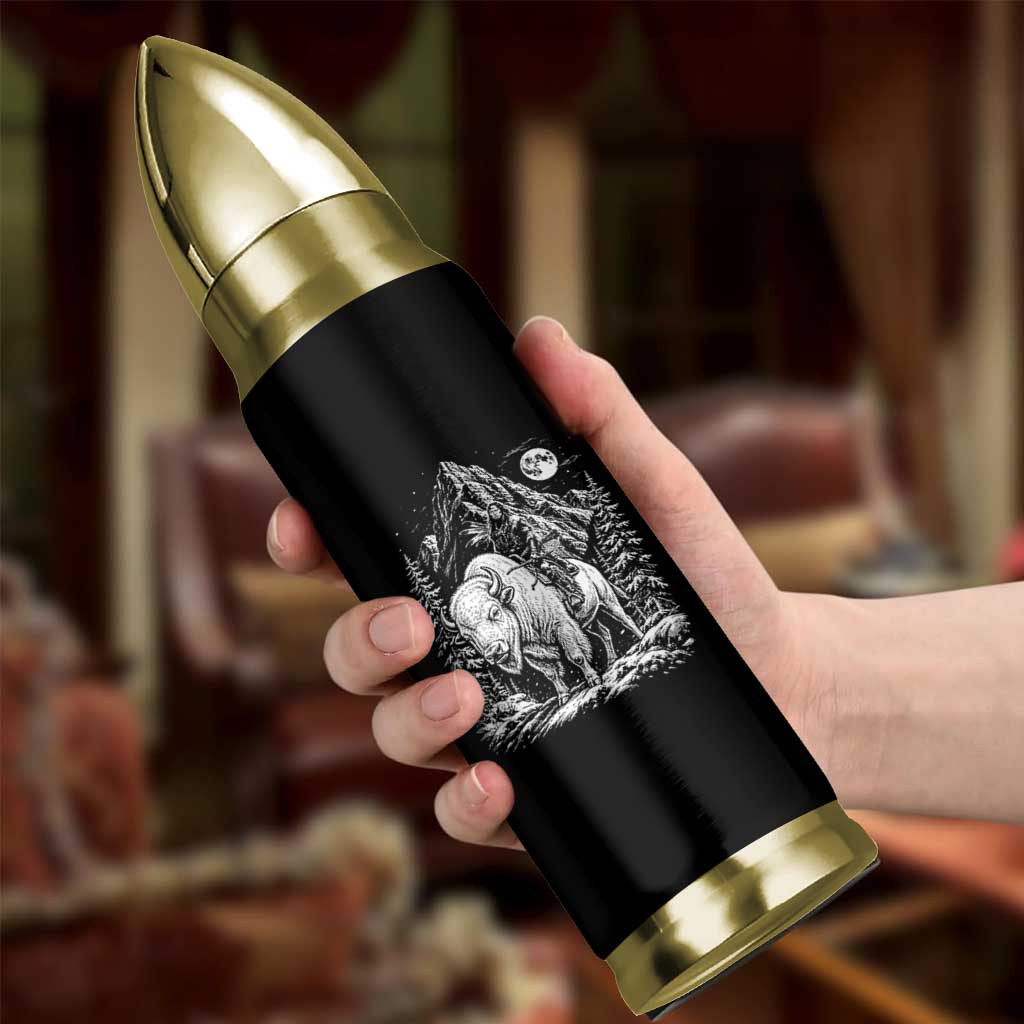 Vintage Native American Bison Rider Bullet Tumbler Indigenous Warrior Graphic