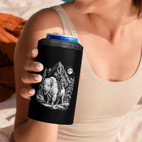 Vintage Native American Bison Rider 4 in 1 Can Cooler Tumbler Indigenous Warrior Graphic