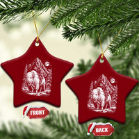 Vintage Native American Bison Rider Ceramic Ornament Indigenous Warrior Graphic