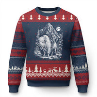 Vintage Native American Bison Rider Ugly Christmas Sweater Indigenous Warrior Graphic