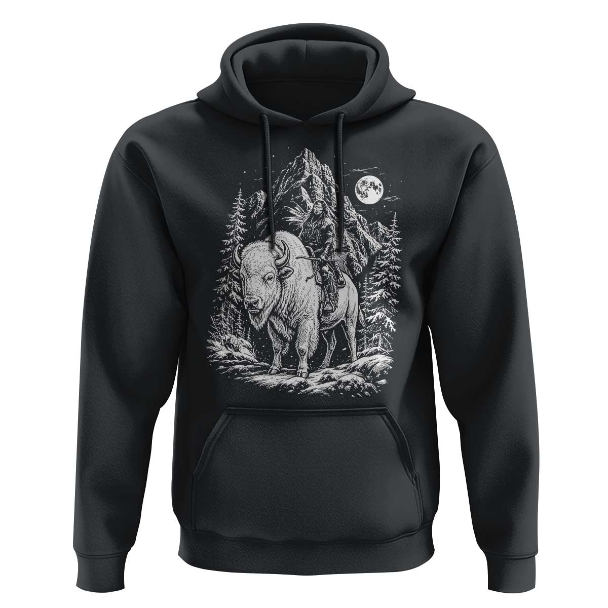 Vintage Native American Bison Rider Hoodie Indigenous Warrior Graphic