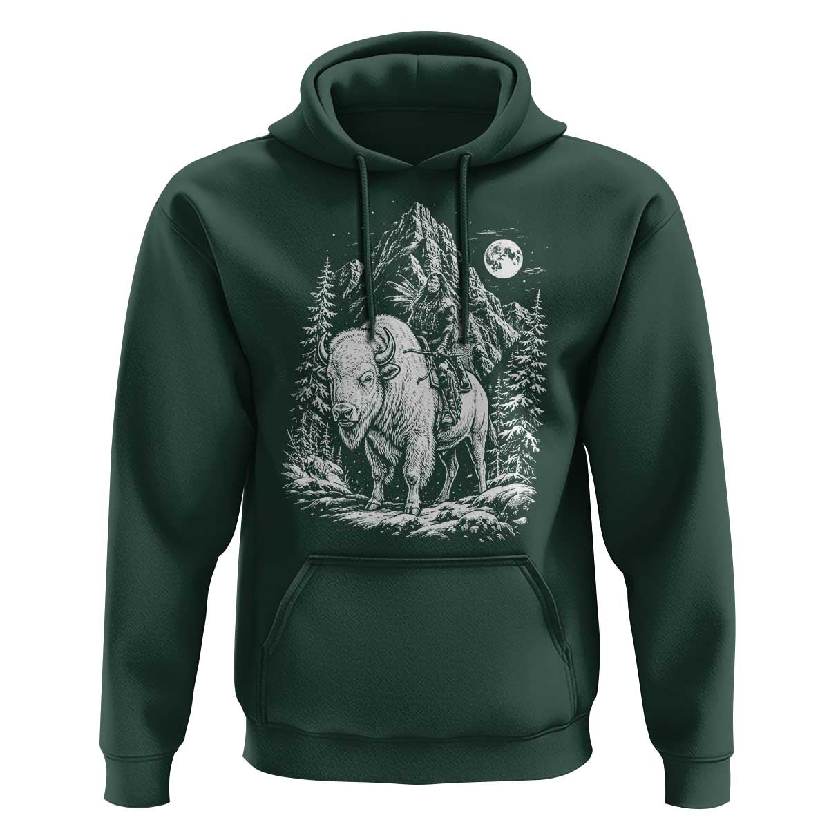 Vintage Native American Bison Rider Hoodie Indigenous Warrior Graphic