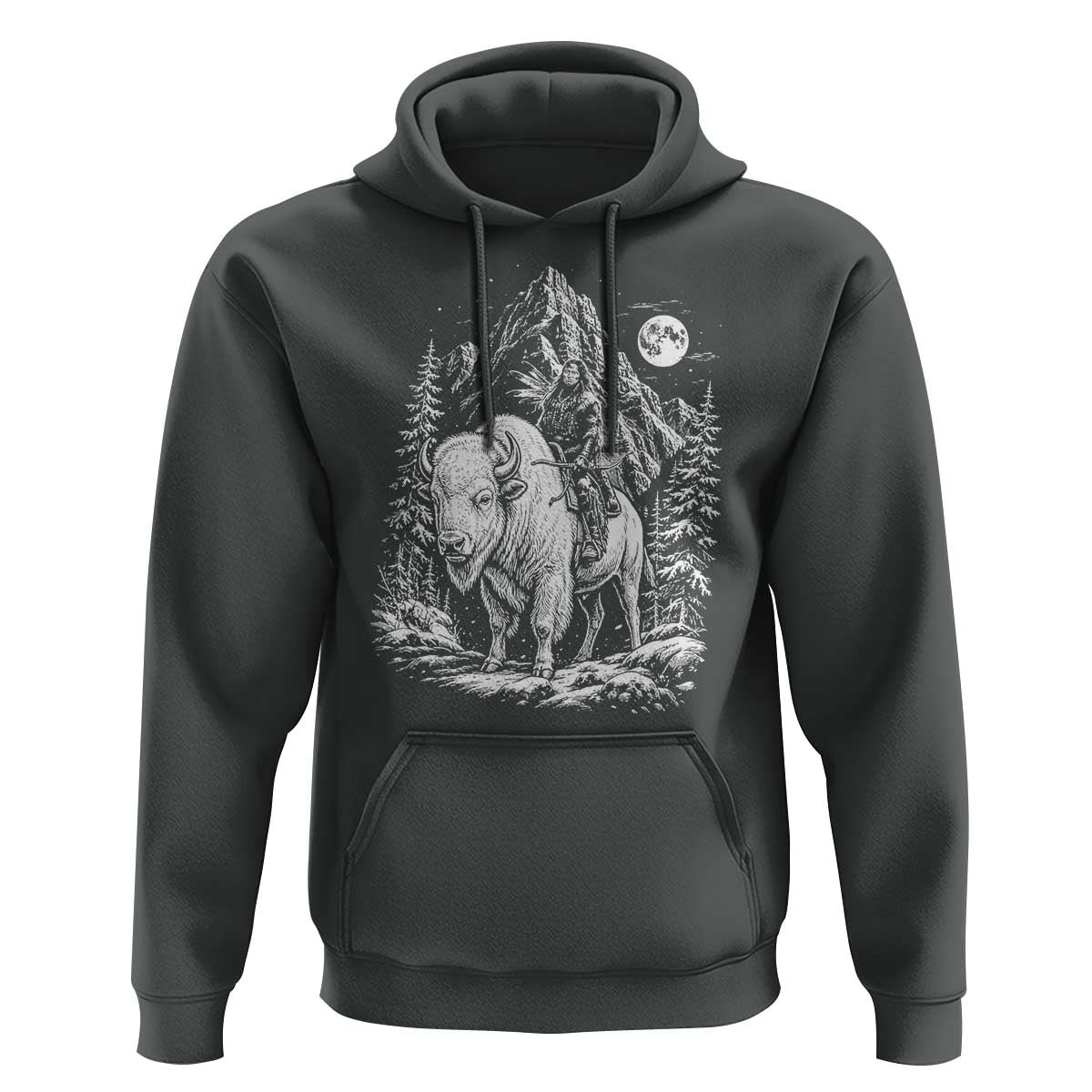 Vintage Native American Bison Rider Hoodie Indigenous Warrior Graphic