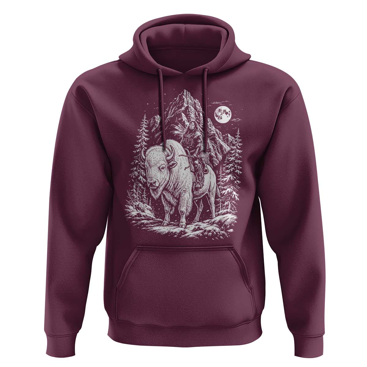 Vintage Native American Bison Rider Hoodie Indigenous Warrior Graphic