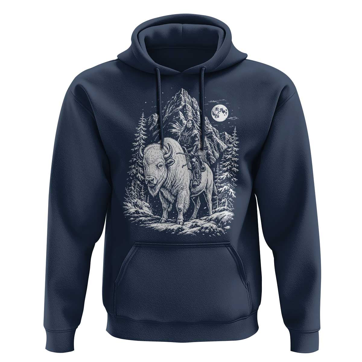 Vintage Native American Bison Rider Hoodie Indigenous Warrior Graphic