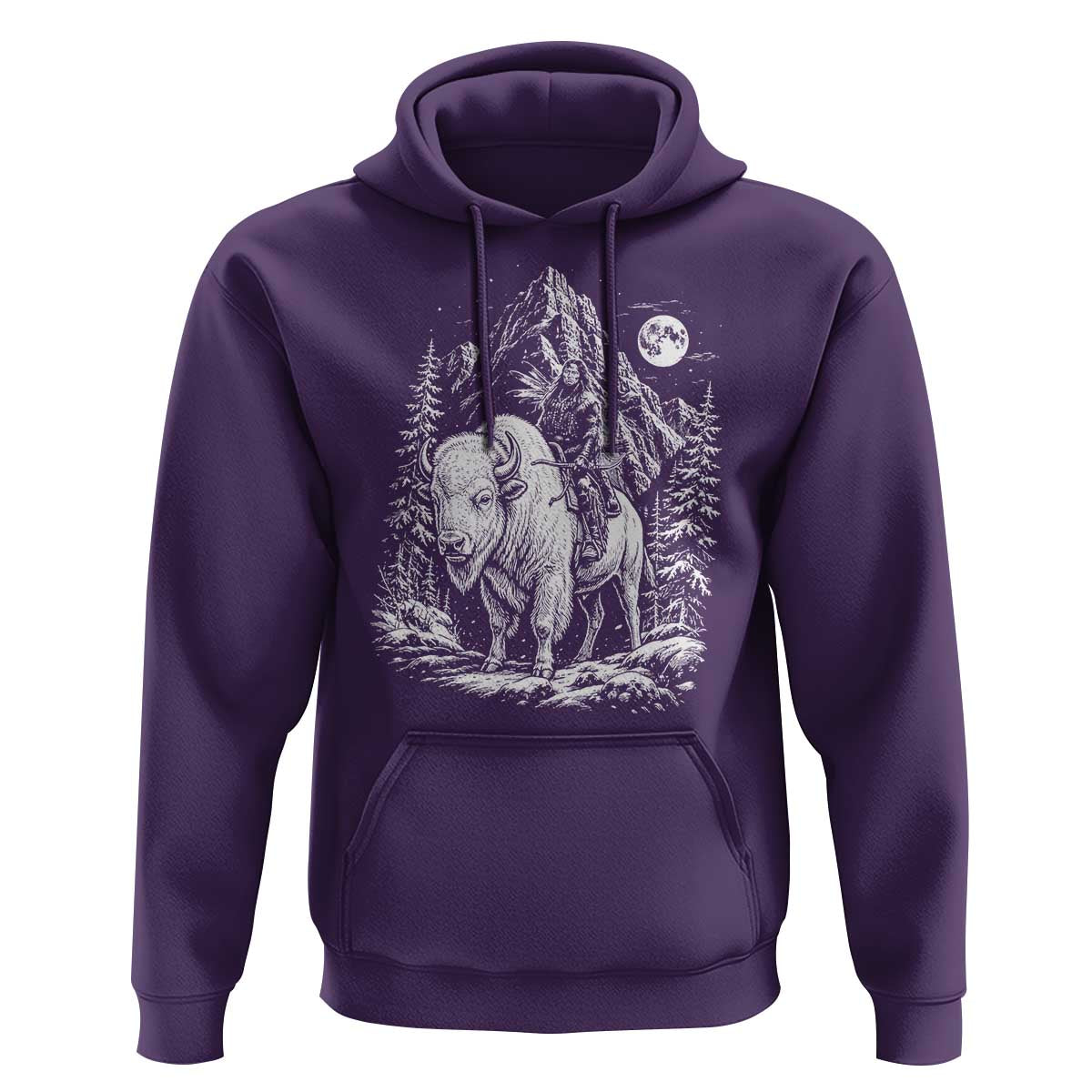 Vintage Native American Bison Rider Hoodie Indigenous Warrior Graphic