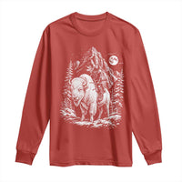 Vintage Native American Bison Rider Long Sleeve Shirt Indigenous Warrior Graphic