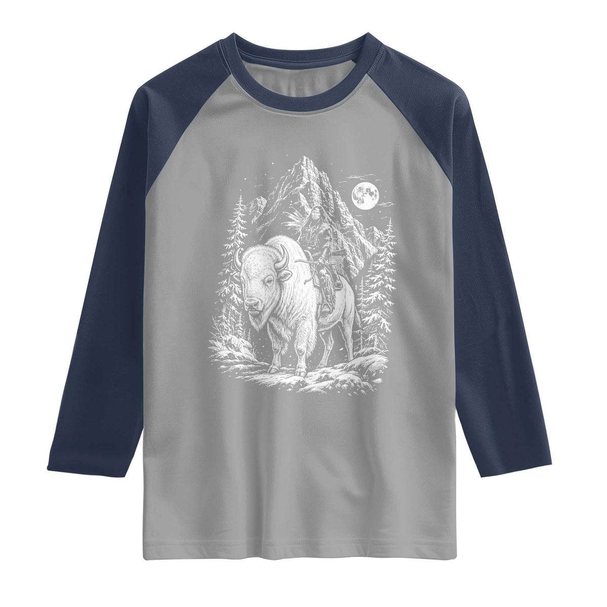 Vintage Native American Bison Rider Raglan Shirt Indigenous Warrior Graphic