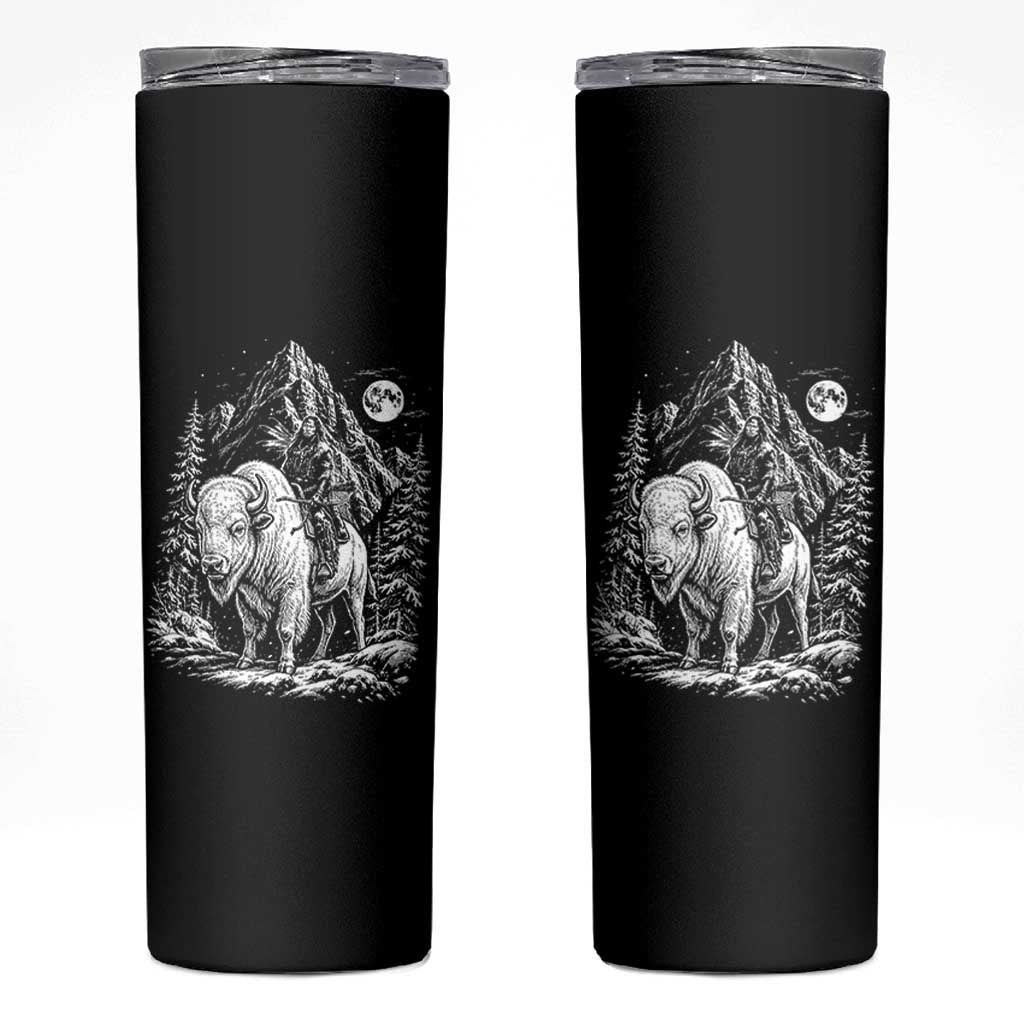 Vintage Native American Bison Rider Skinny Tumbler Indigenous Warrior Graphic