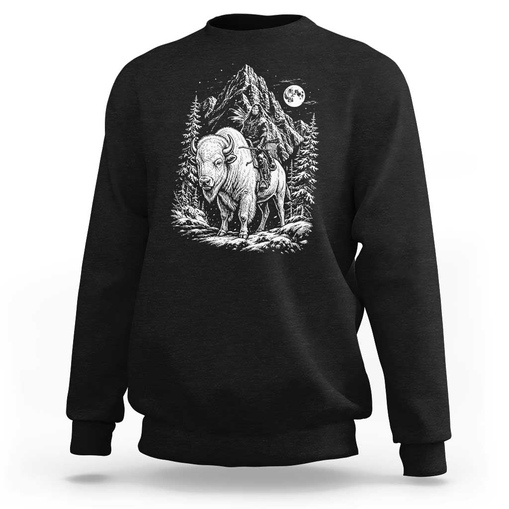 Vintage Native American Bison Rider Sweatshirt Indigenous Warrior Graphic