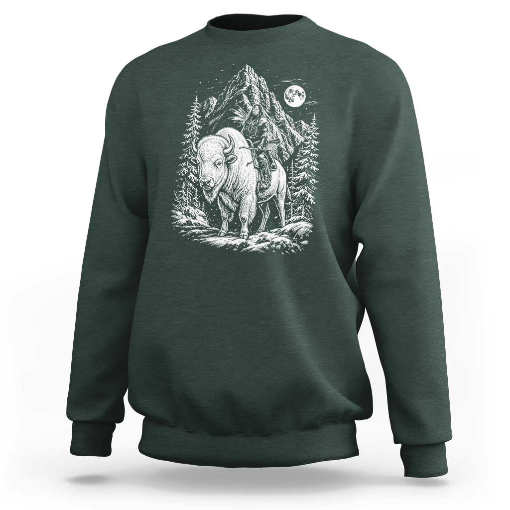 Vintage Native American Bison Rider Sweatshirt Indigenous Warrior Graphic