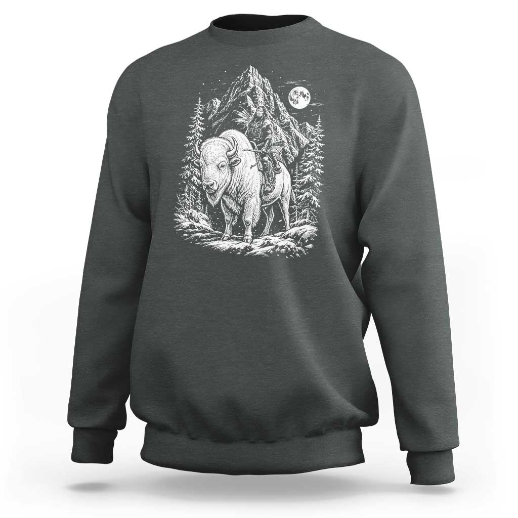 Vintage Native American Bison Rider Sweatshirt Indigenous Warrior Graphic