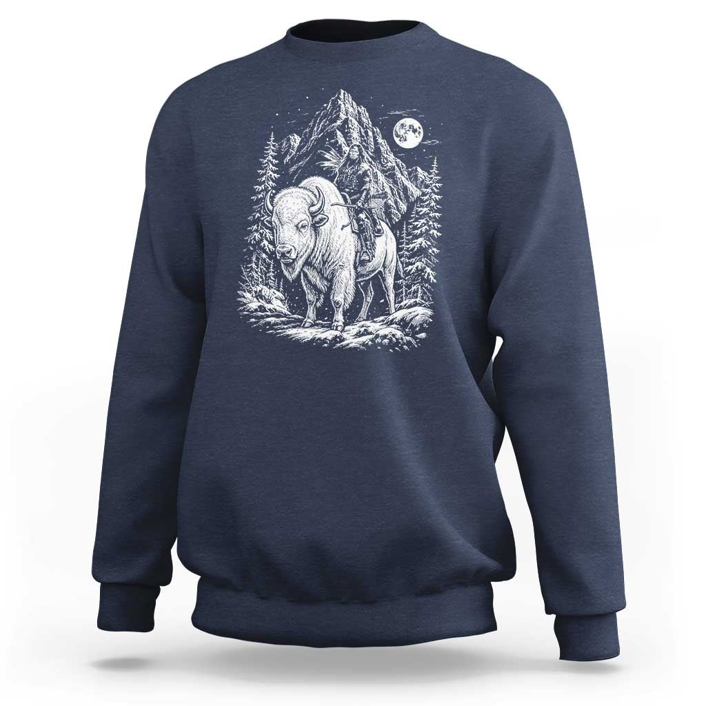 Vintage Native American Bison Rider Sweatshirt Indigenous Warrior Graphic