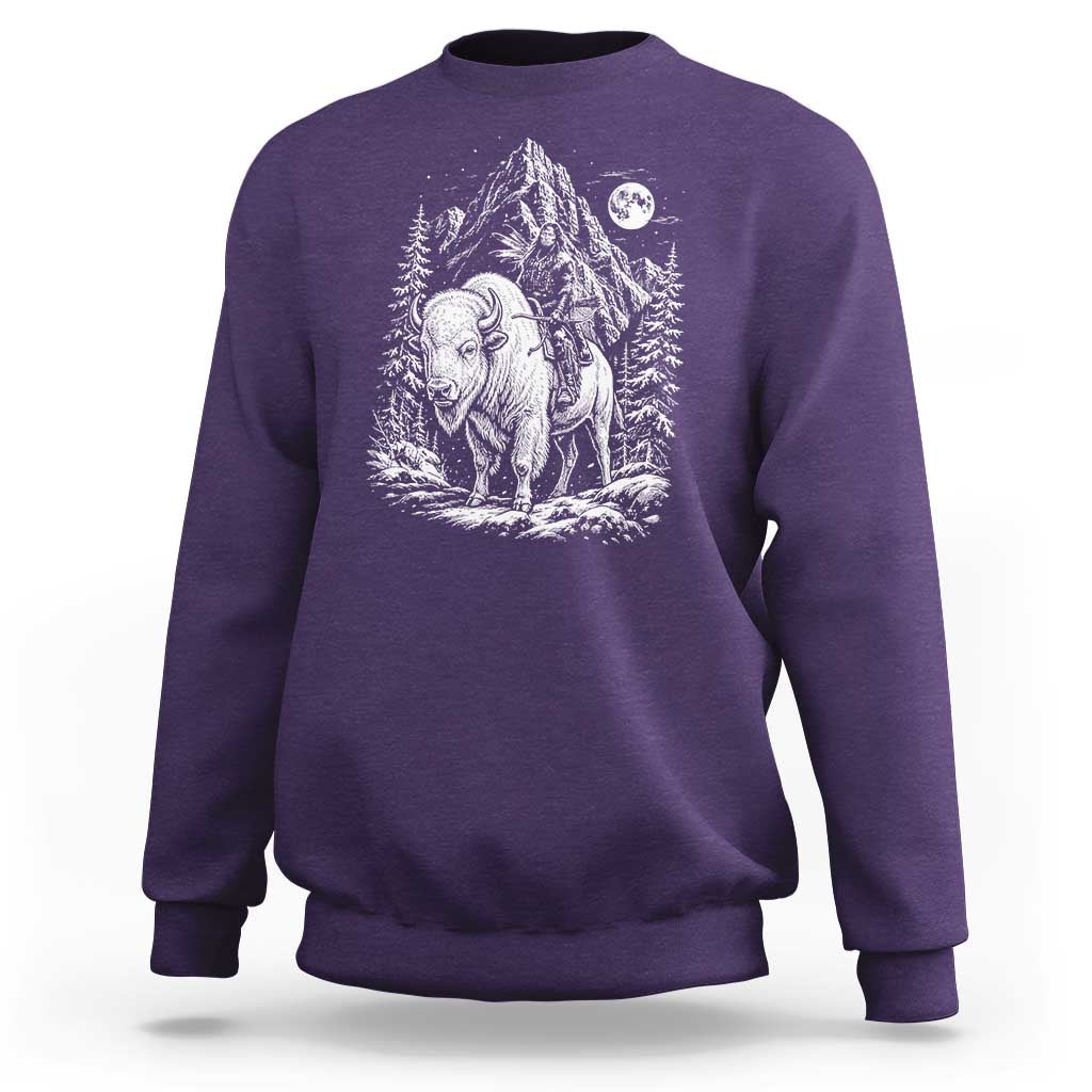 Vintage Native American Bison Rider Sweatshirt Indigenous Warrior Graphic