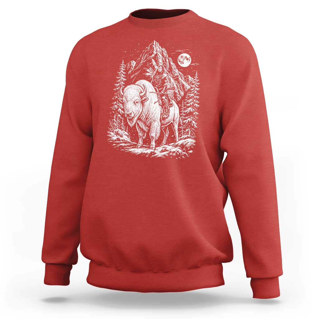 Vintage Native American Bison Rider Sweatshirt Indigenous Warrior Graphic