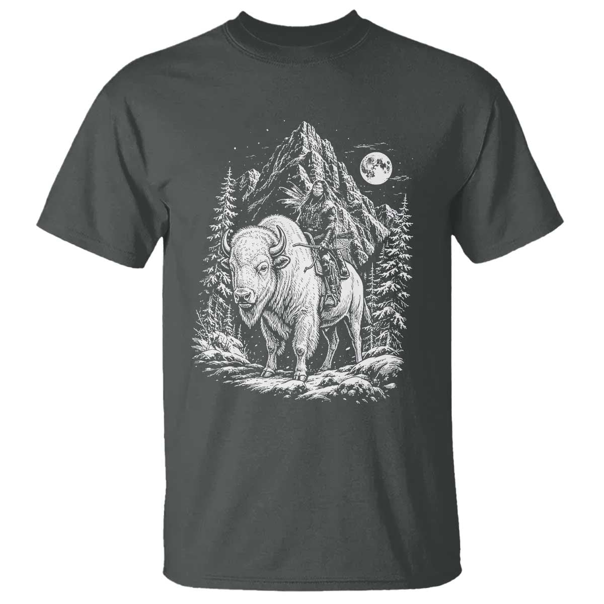 Vintage Native American Bison Rider T Shirt Indigenous Warrior Graphic