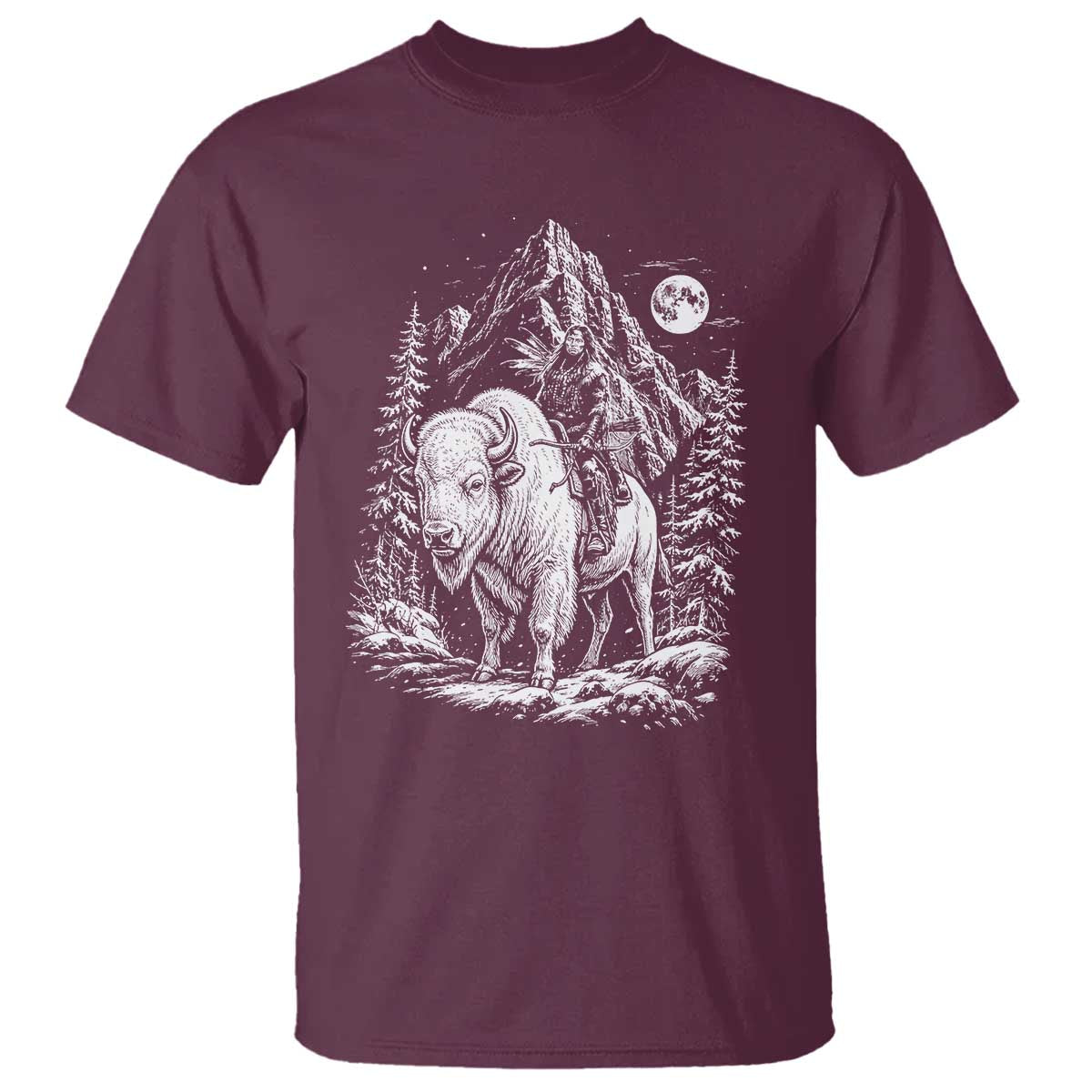 Vintage Native American Bison Rider T Shirt Indigenous Warrior Graphic