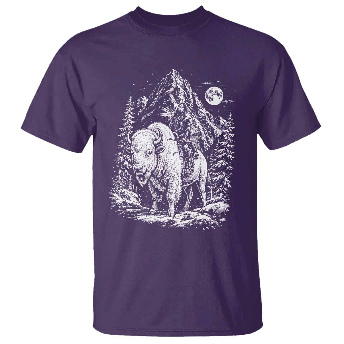 Vintage Native American Bison Rider T Shirt Indigenous Warrior Graphic