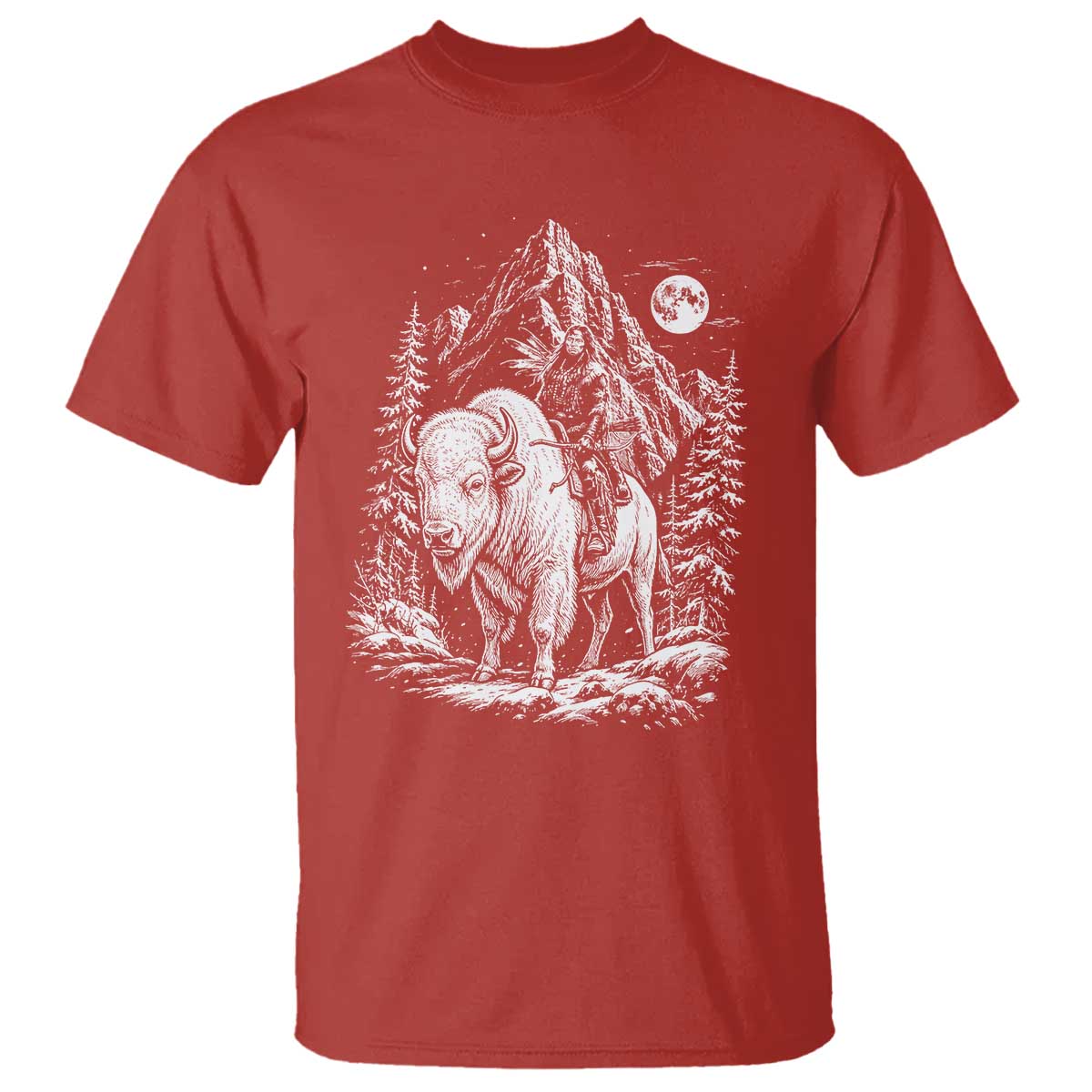 Vintage Native American Bison Rider T Shirt Indigenous Warrior Graphic