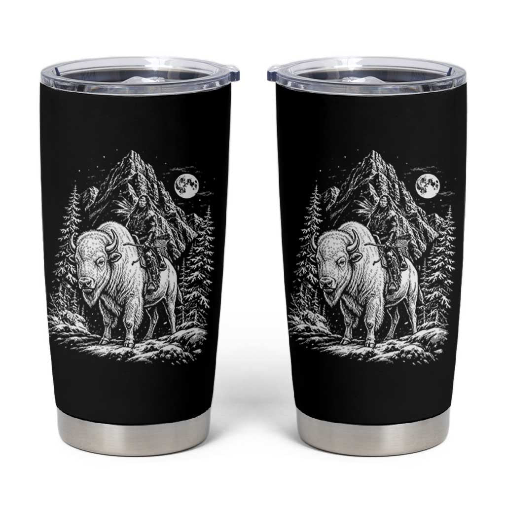 Vintage Native American Bison Rider Tumbler Cup Indigenous Warrior Graphic