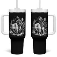 Vintage Native American Bison Rider Tumbler With Handle Indigenous Warrior Graphic