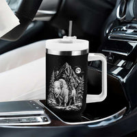 Vintage Native American Bison Rider Tumbler With Handle Indigenous Warrior Graphic
