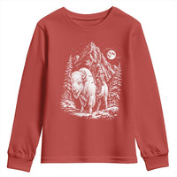 Vintage Native American Bison Rider Youth Sweatshirt Indigenous Warrior Graphic