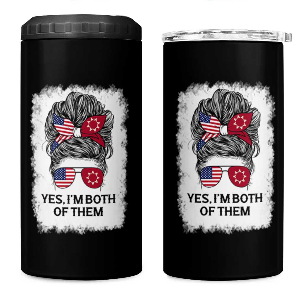 Lakota And American Pride 4 in 1 Can Cooler Tumbler Im Both Of Them Oglala Native Heritage