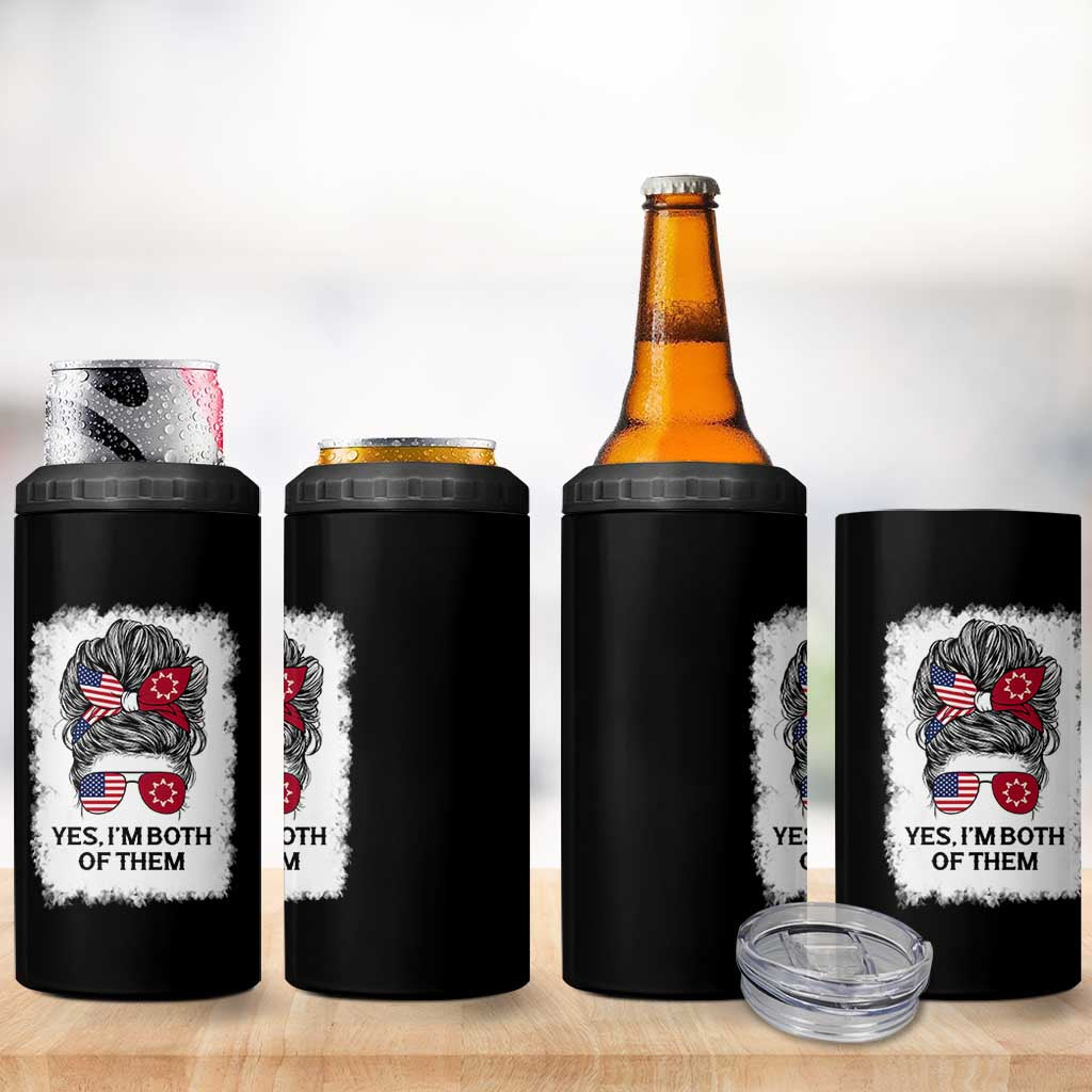 Lakota And American Pride 4 in 1 Can Cooler Tumbler Im Both Of Them Oglala Native Heritage