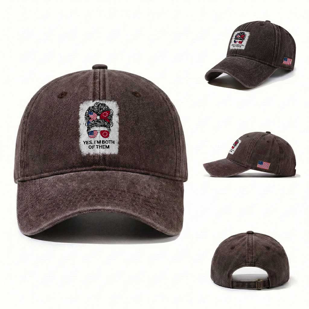 Lakota And American Pride Washed Cotton Baseball Cap Im Both Of Them Oglala Native Heritage