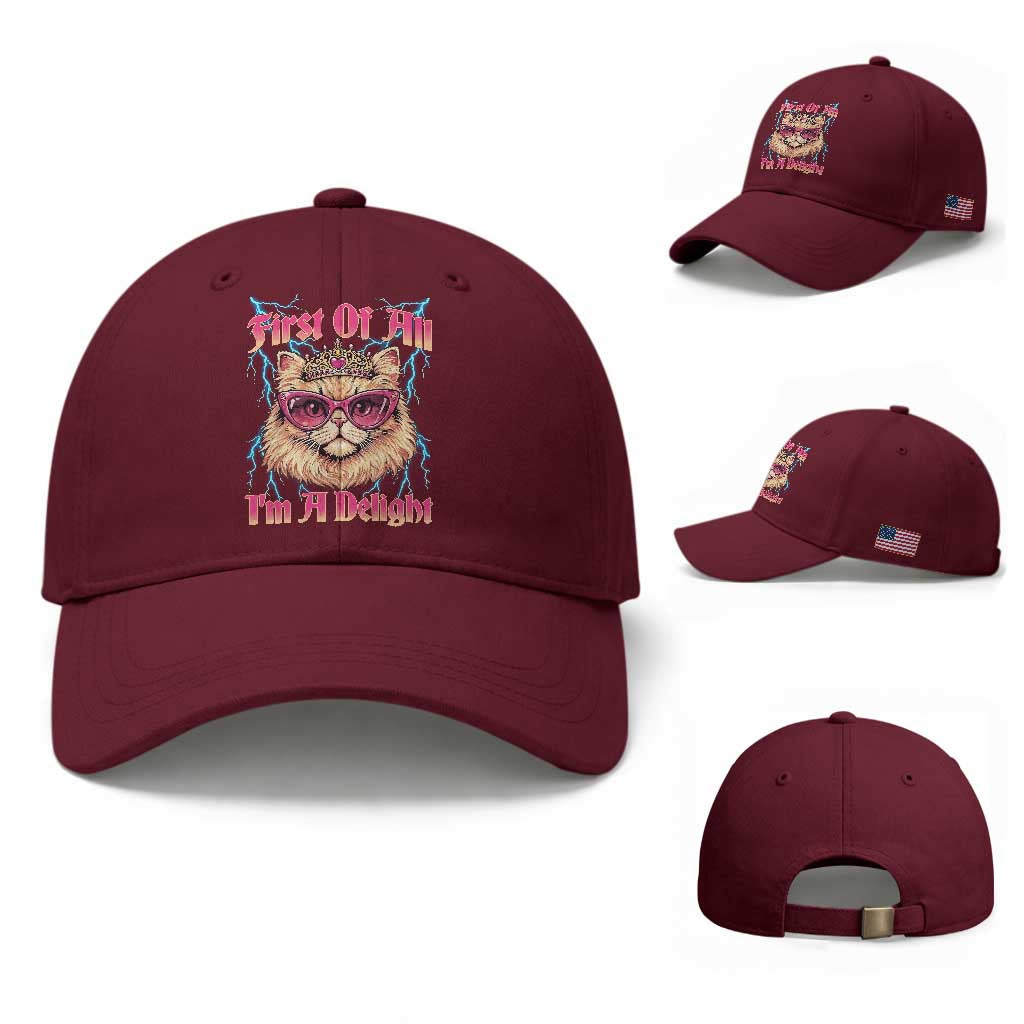 First Of All Im A Delight Baseball Cap Geek Princess Cat Gift