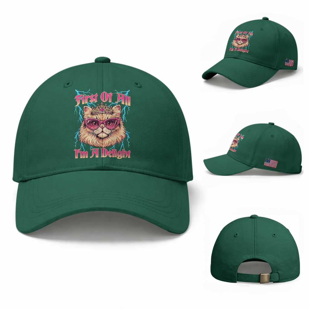 First Of All Im A Delight Baseball Cap Geek Princess Cat Gift