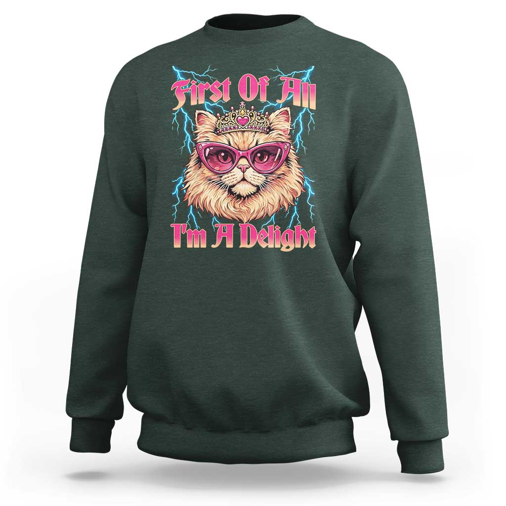 First Of All Im A Delight Sweatshirt Geek Princess Cat Gift