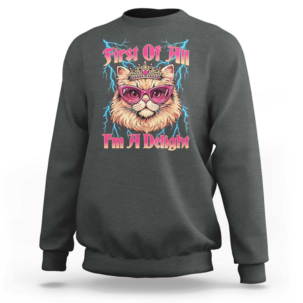 First Of All Im A Delight Sweatshirt Geek Princess Cat Gift
