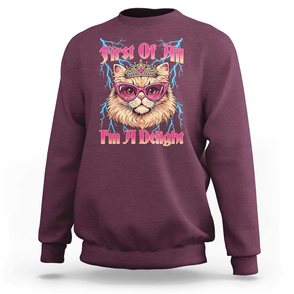 First Of All Im A Delight Sweatshirt Geek Princess Cat Gift