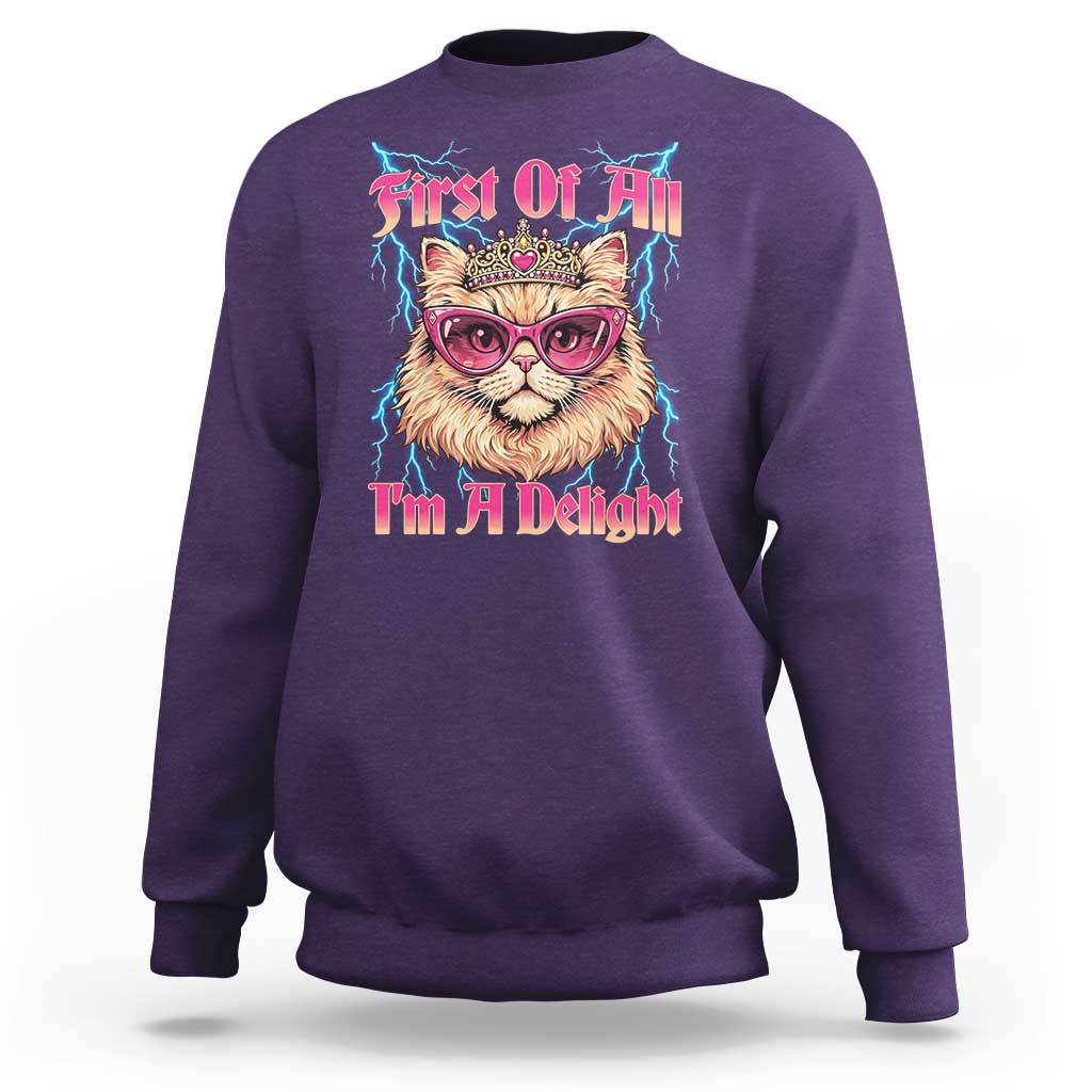 First Of All Im A Delight Sweatshirt Geek Princess Cat Gift