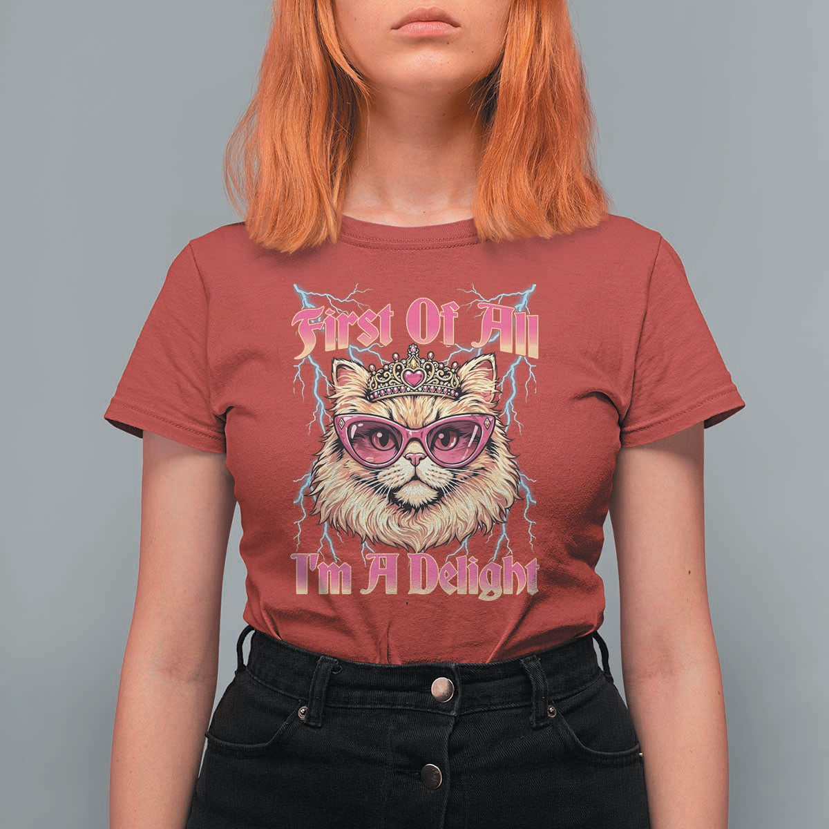 First Of All Im A Delight T Shirt For Women Geek Princess Cat Gift
