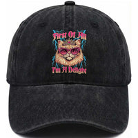 First Of All Im A Delight Washed Cotton Baseball Cap Geek Princess Cat Gift