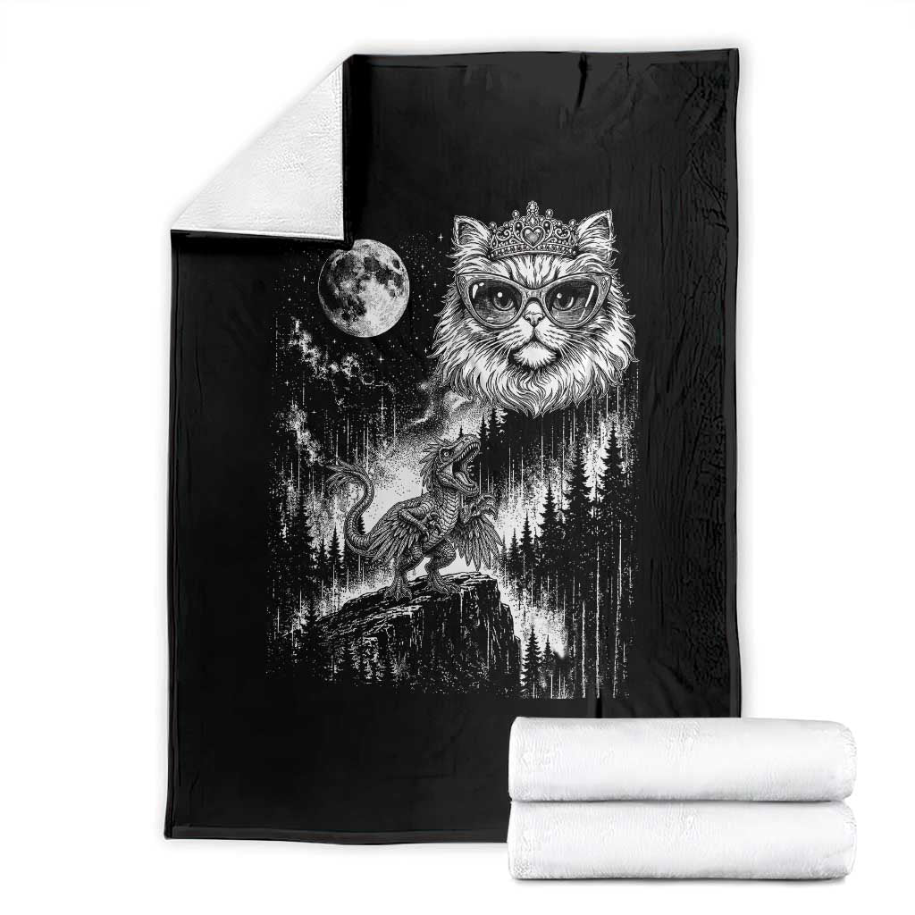 Vintage Geek Princess Cat Throw Blanket Full Moon Engraving Art Gift